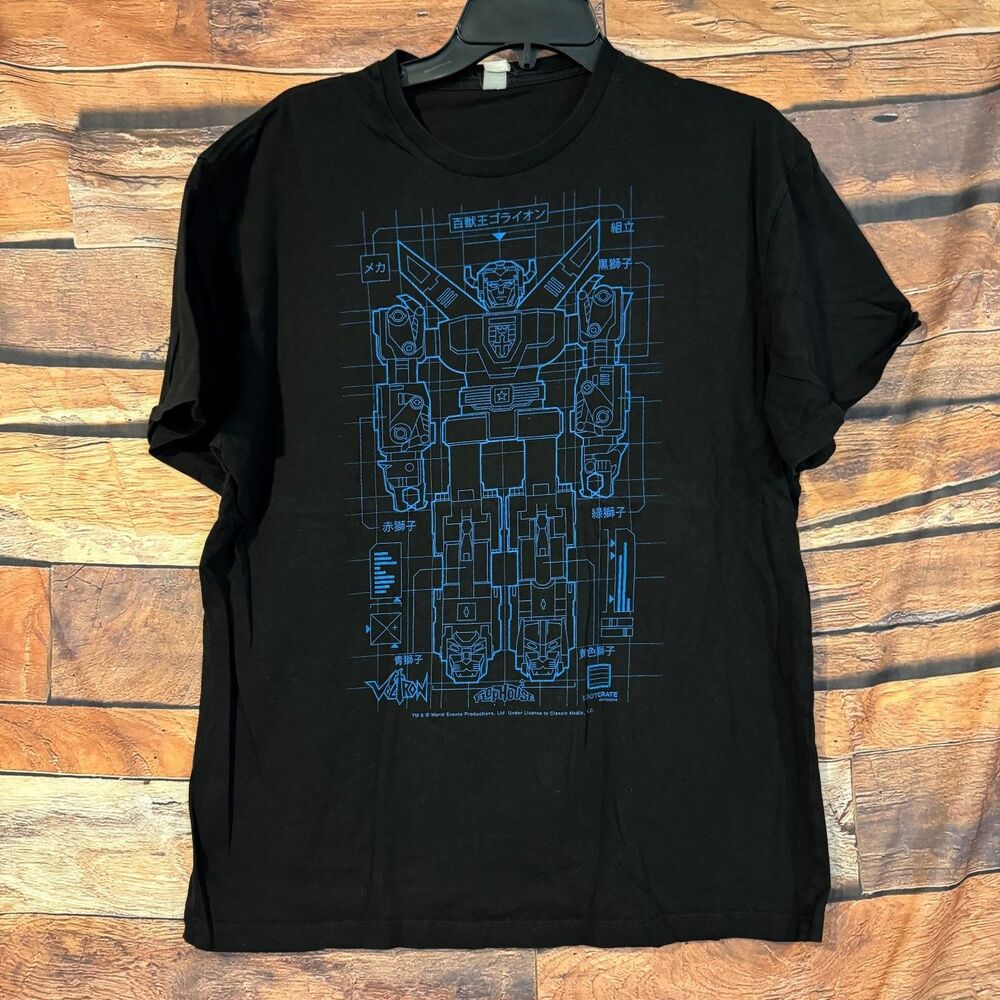 Voltron Blueprint T-Shirt XL Black Loot Crate Exclusive Flophouse Anime